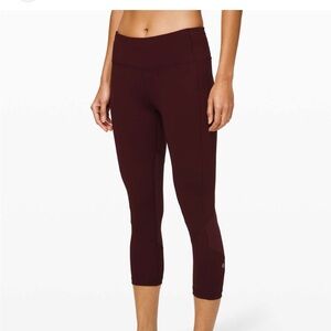 Lululemon sz 10 Pace Rival aubergine dark burgundy crops tights leggings